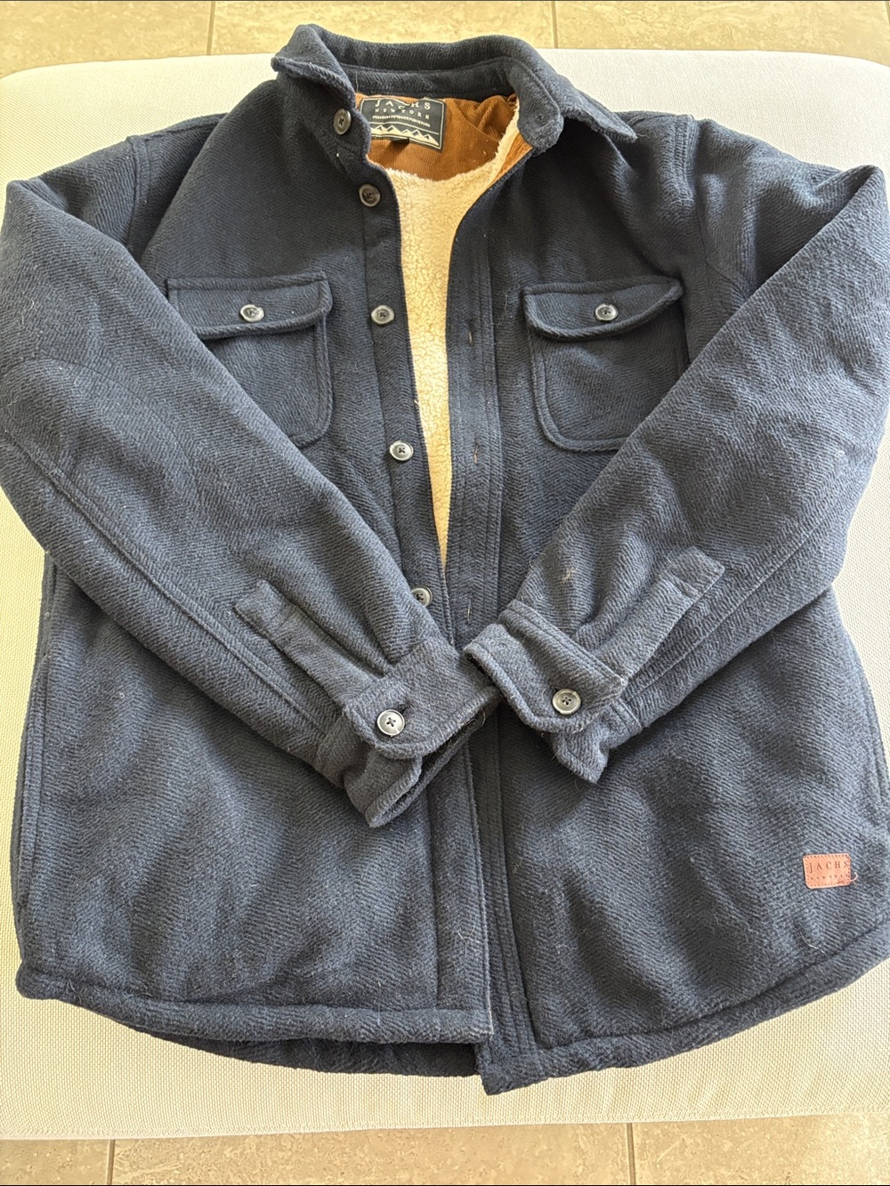 Jachs New York Men's Navy Sherpa-Lined Button Jacket
